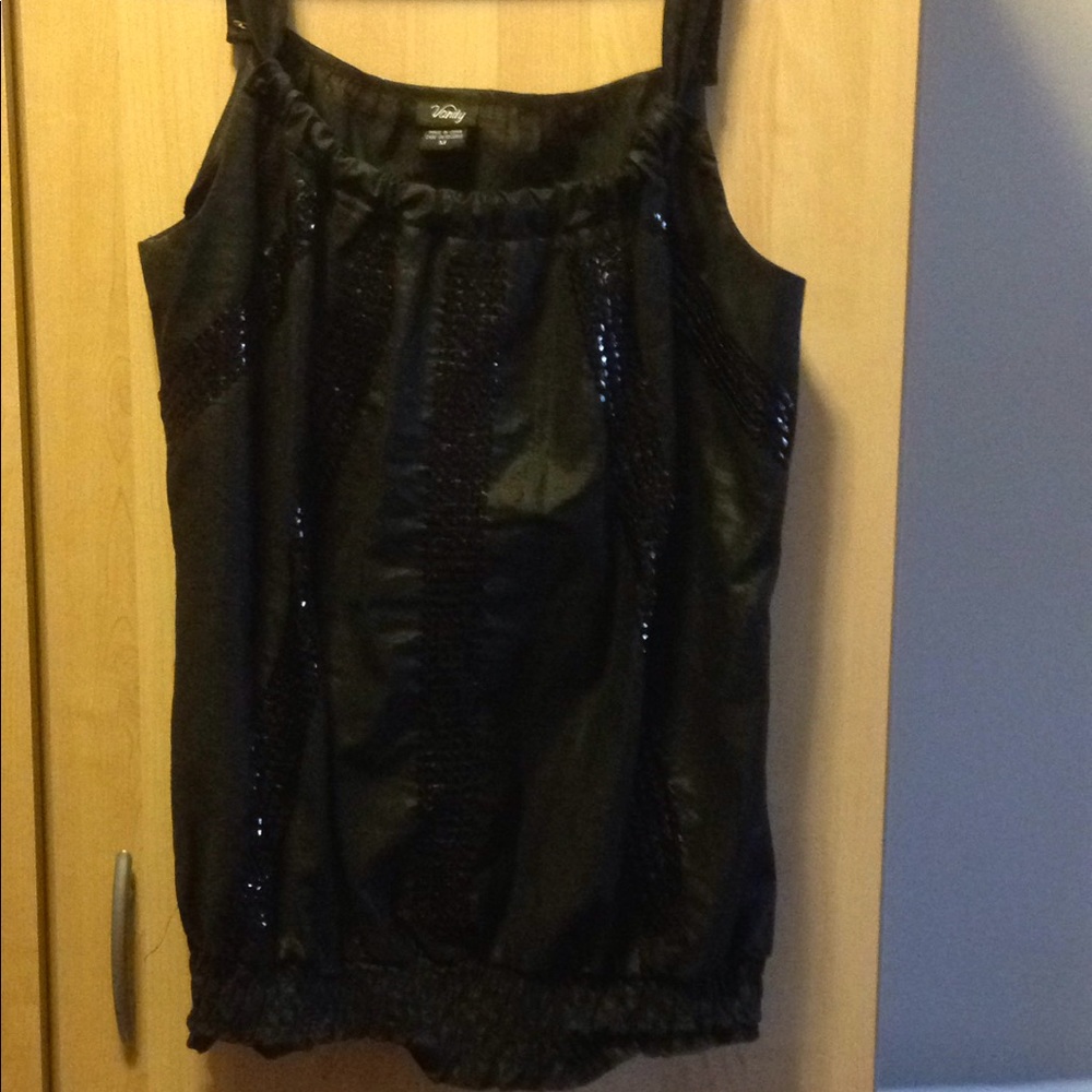 Black sequined tank top